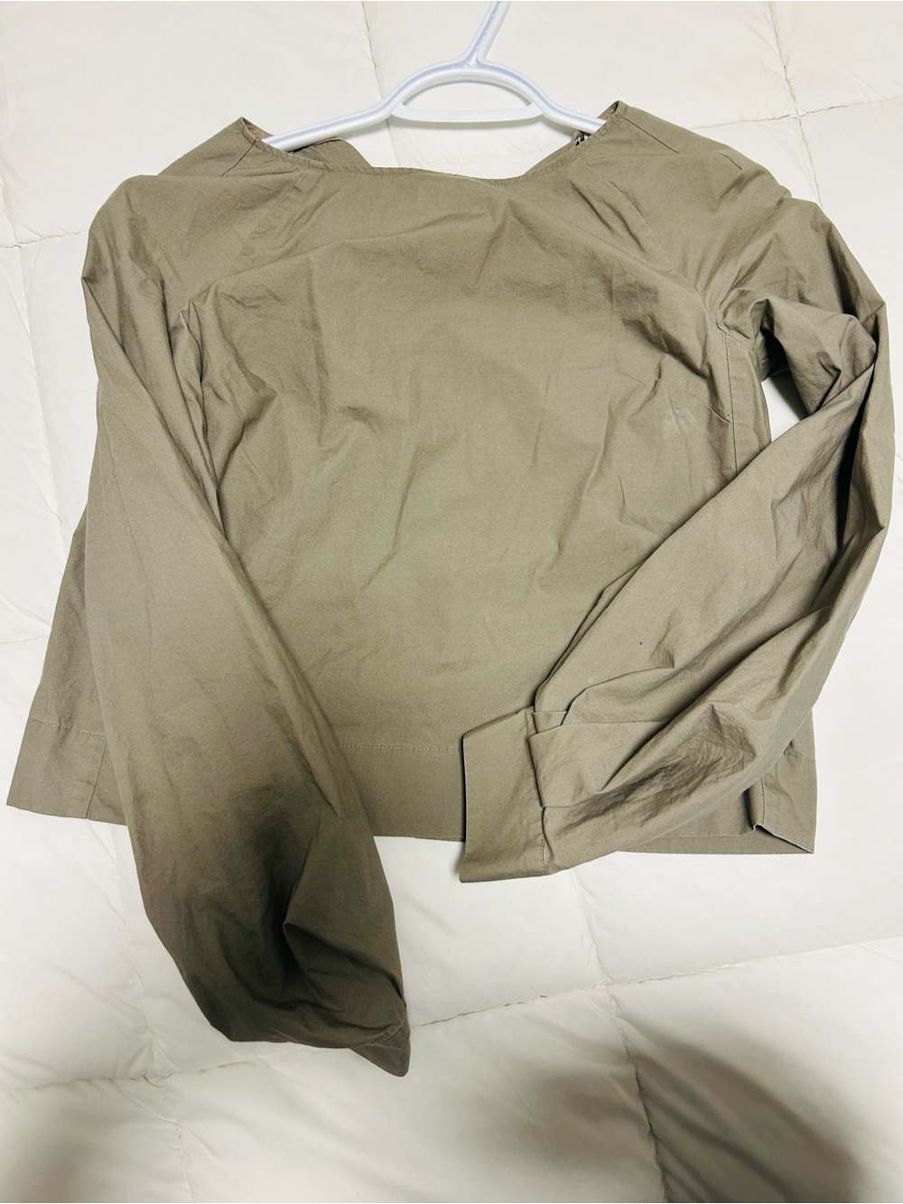 Aritzia Olive Tone Long Sleeve Boxy Blouse